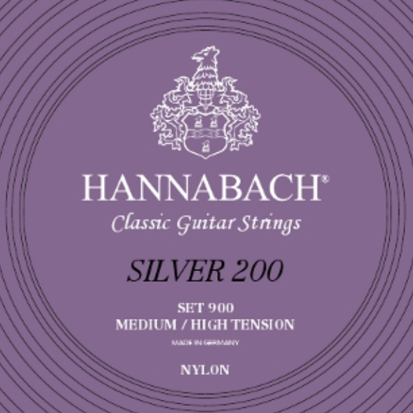 Set Cuerdas Guitarra Clásica Hannabach 900 MHT Silver 200 Media - Alta Tensión nylon